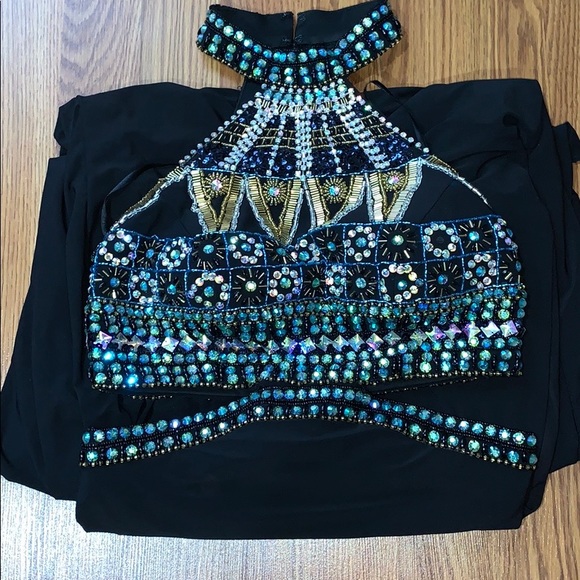 •Long, Black, Rhinestone Dress - Picture 2 of 6